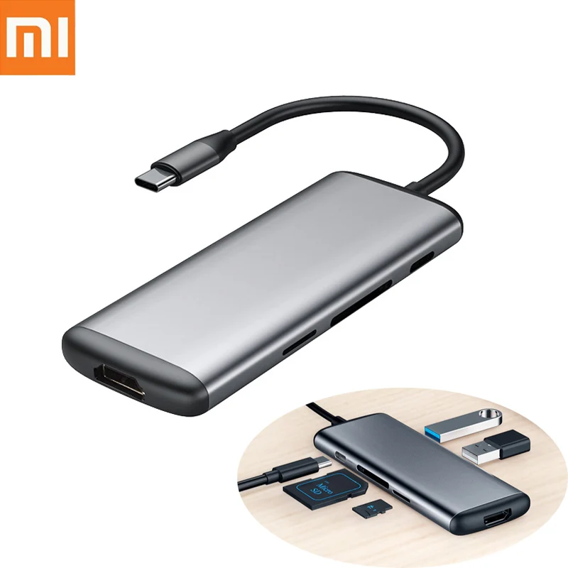 Original Xiaomi mijia Hagibis 6 in 1 Type-c to HDMI USB 3.0 TF SD Card Reader PD Charging Adapter HUB for iPhone Mobile Phone |