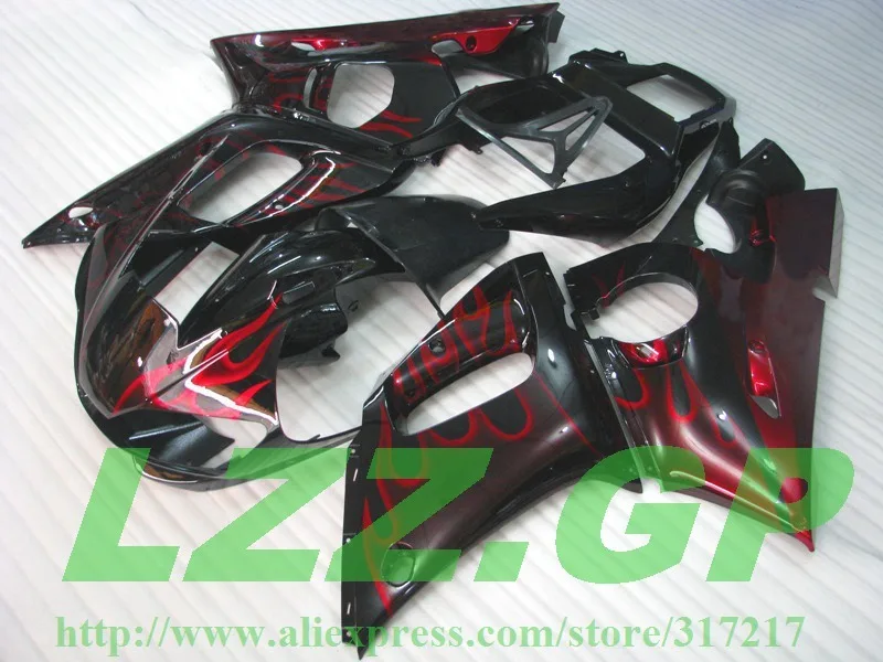 

Injection 100%NEW red flame black Fairing kit for Yamaha YZF-R6 98-02 YZF R6 98 99 00 01 02 YZF 600 R6 1998-2002 fairing parts