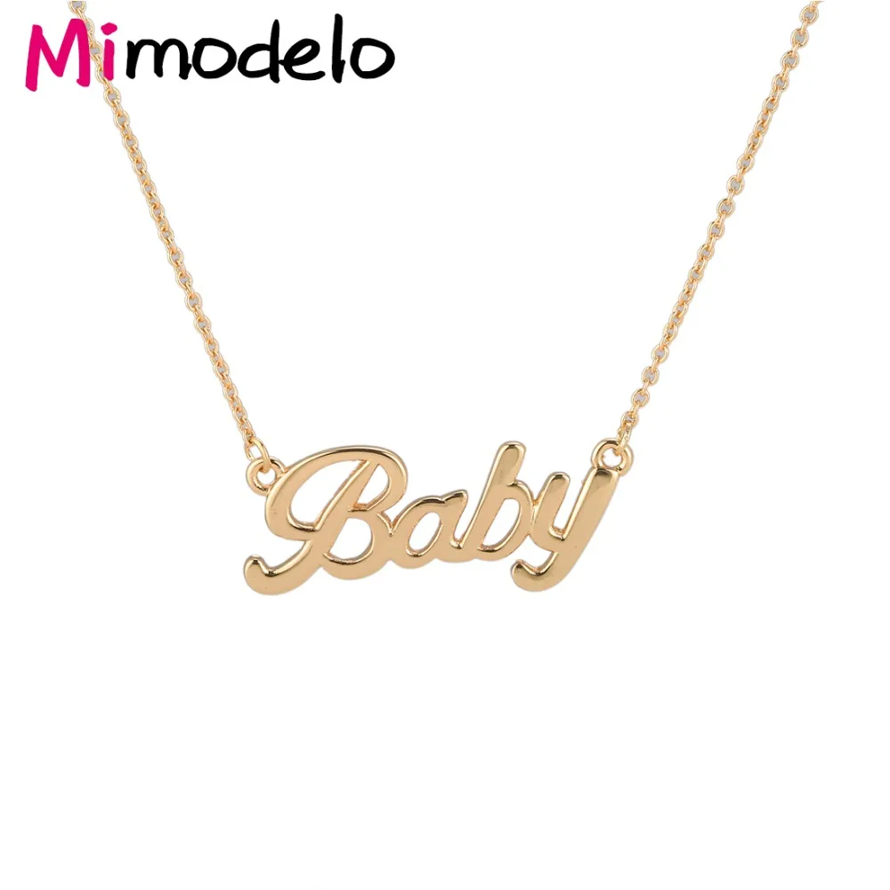 Модное крошечное золотое ожерелье mimodel с золотыми буквами ожерелья подвесками