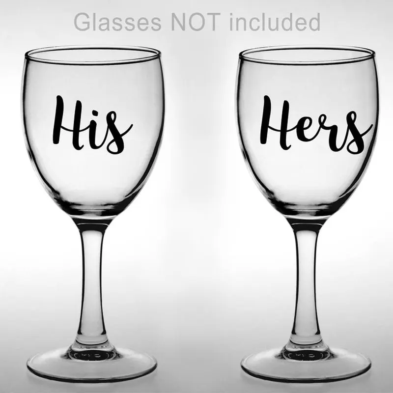 His Hers 10 шт./компл. свадебные наклейка вино Стекло es Стикеры в виде жениха и невесты, его ее, ваша свадьба Декор подарок Шампанское Стекло Viny Наклейка WE01 - Цвет: His Hers