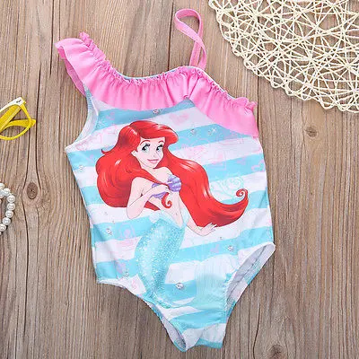 2017 От 2 до 6 лет милый купальник Русалочки для девочек детский купальный костюм с
