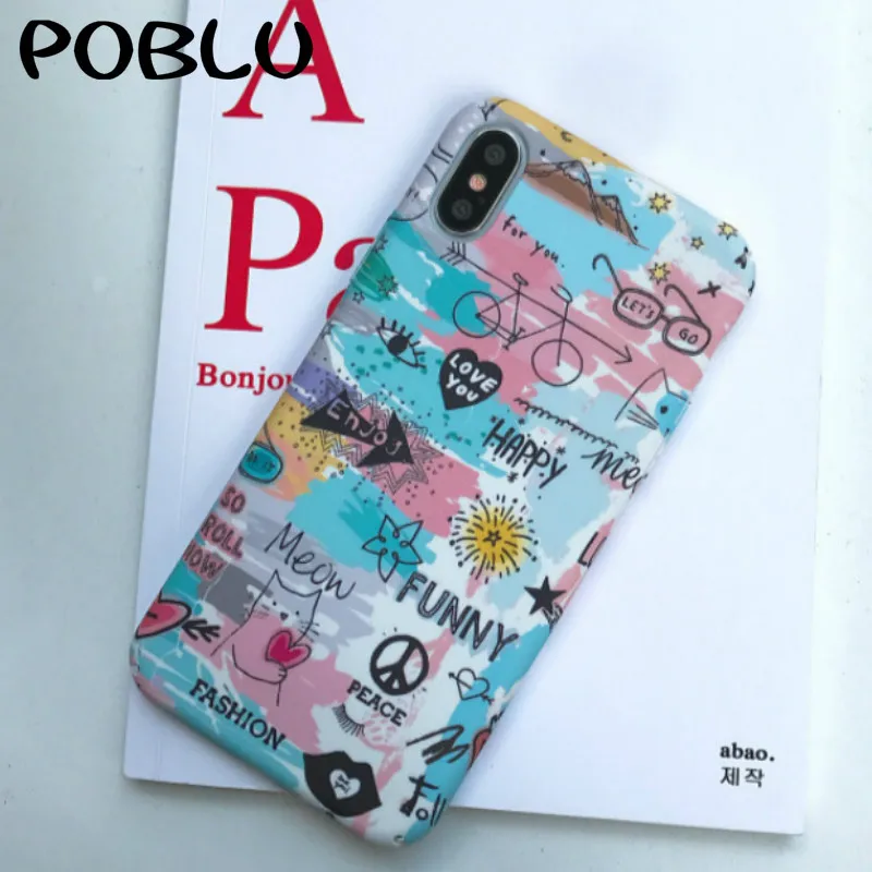 POBLU милый чехол с мультяшным рисунком для iPhone X цветной телефона граффити 8 6 6s 7 Plus