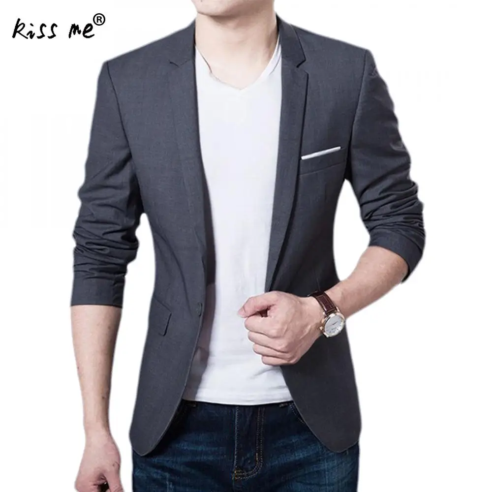 Новое поступление Для мужчин Блейзер Весенний костюм Повседневное Slim Fit пиджак
