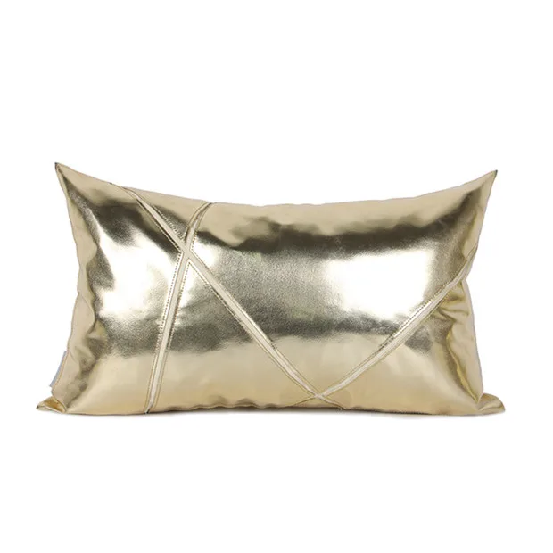 Gold 30x50cm Роскошная Кожаная подушка из искусственной кожи, чехол Cojines Decorativos Para Sofa, однотонный лоскутный чехол, накидка на подушку, подушки Housse Se Coussin - Цвет: Gold 30x50cm