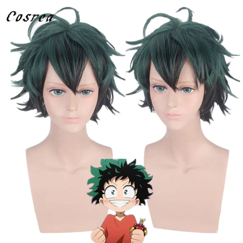 Аниме My Boku no Hero academic Wig Izuku Midoriya Короткие Зеленые черные синтетические волосы
