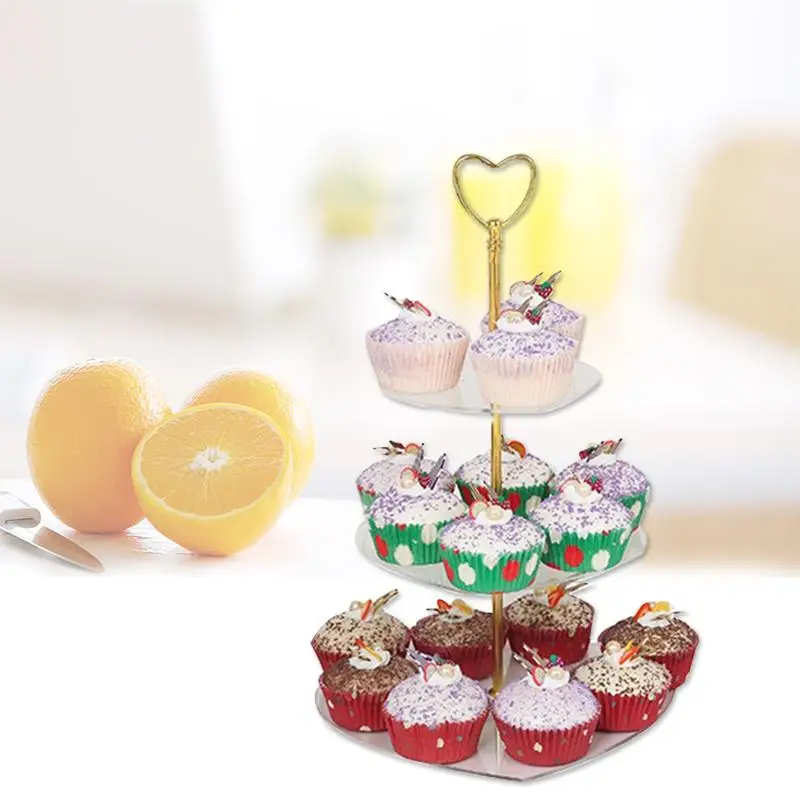 3 уровня в форме сердца акриловые торт стенд плиты дома вечерние свадебные