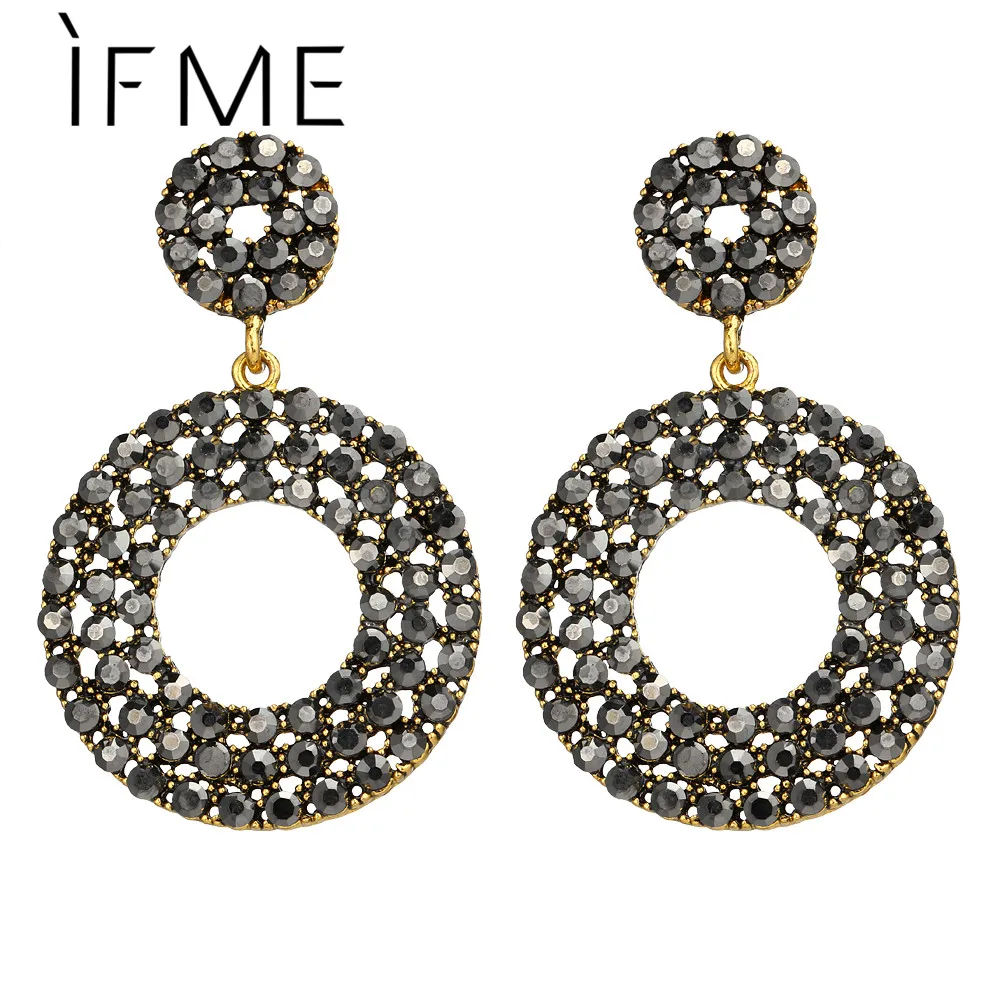 IF ME Vintage Geometric Drop Earrings Women Trendy Gold Silver Color Water Hollow Statement Dangle Earring Piercing Jewelry | Украшения и
