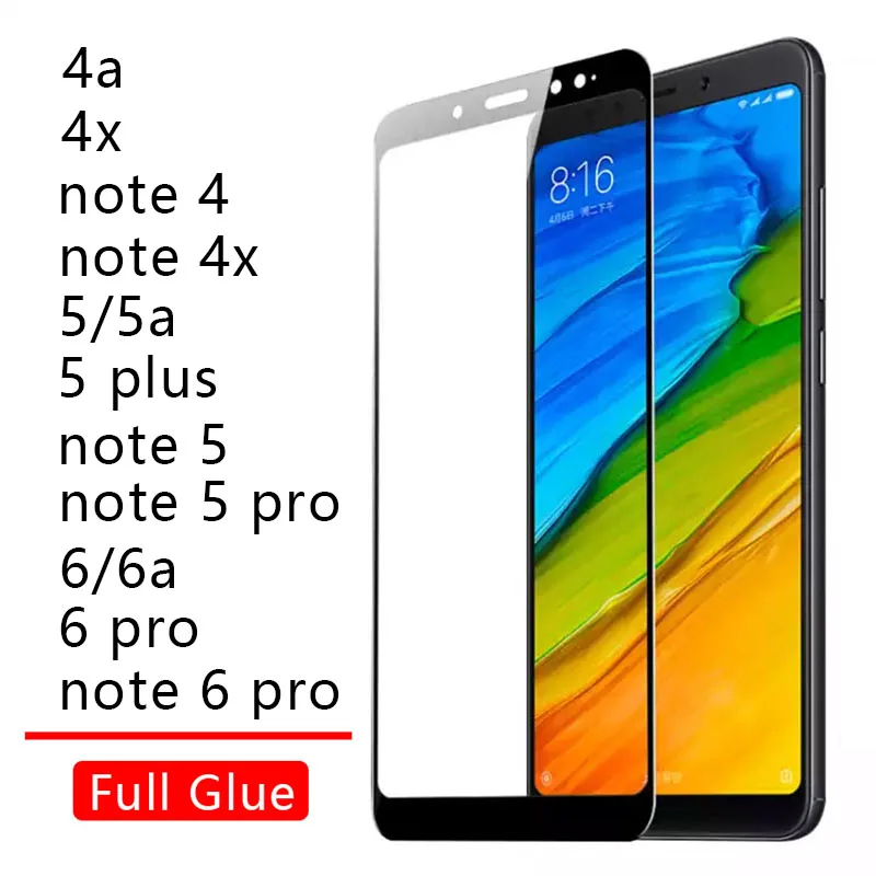 Чехол для Ksiomi Redmi Note 6 Pro 6a 5 Plus 5a 4x4 4a 7 A X полностью клеящееся закаленное стекло Xiaomi