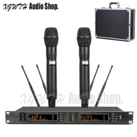 dj uhf wireless microphone system true diversity 2 x 100 channel dynamic condenser cardioid mic for wedding karaoke studio