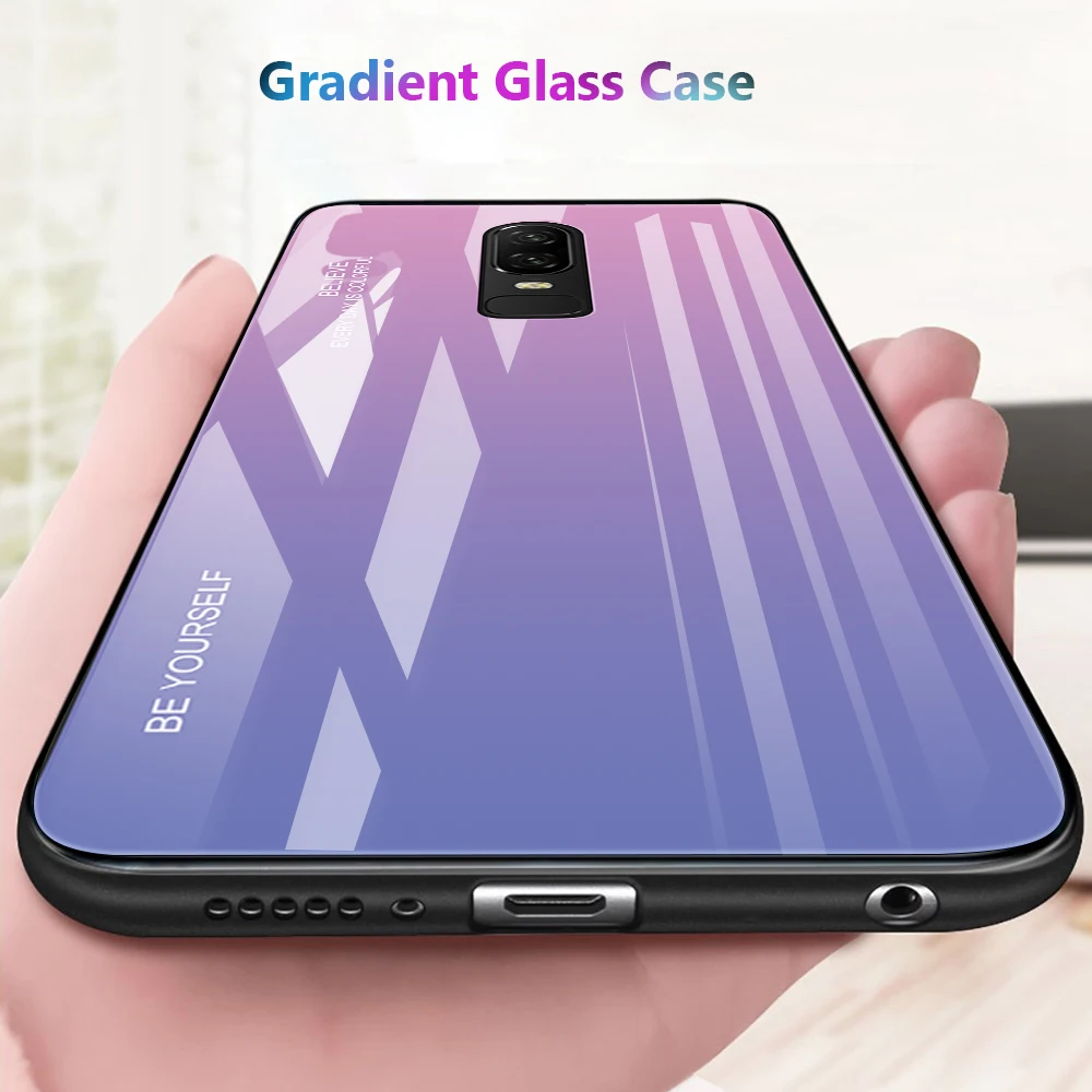 Чехол для Oneplus 6 UYFRATE Тонкий Стеклянный чехол телефона гладкое закаленное стекло