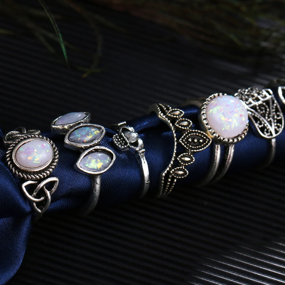 Набор женских колец с опалом 13 шт./компл. | Украшения и аксессуары