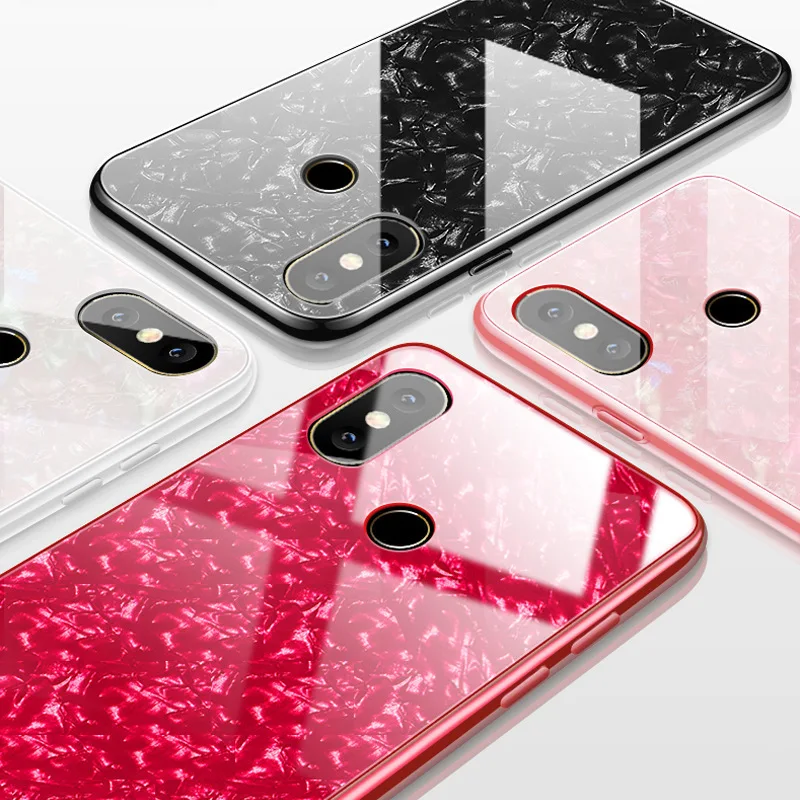 Роскошный чехол из закаленного стекла с ракушками для Red mi 7 Note Pro 6 противоударный