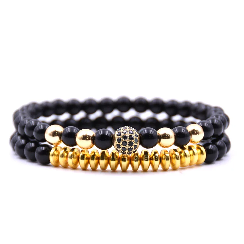 Классические Комплекты из 2 предметов 6 мм натуральный камень браслеты