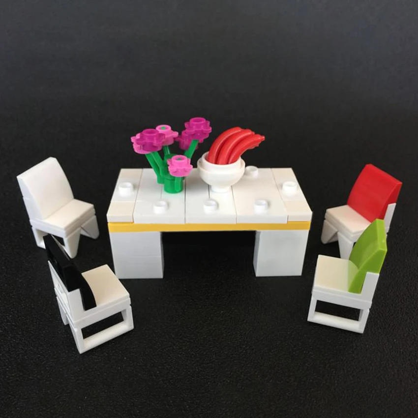 Одиночный стол стул диван блок MOC аксессуары для дома Кирпичи DIY строительные