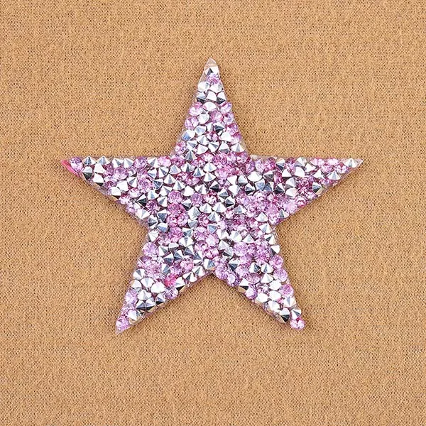 pink Цветные стразы со звездами, нашивки для одежды, ширина 6 см, вышитая аппликация, наклейки для свадебного платья - Цвет: pink