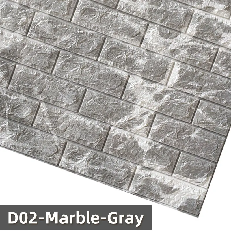 D02-Marble-Gray Kaguyahime DIY Wall Stickers Self-Adhesive Decor Wallpaper For Kids Room Kitchen Bedroom Waterproof Sticker 3D Wallpaper Brick - Цвет: D02-Marble-Gray