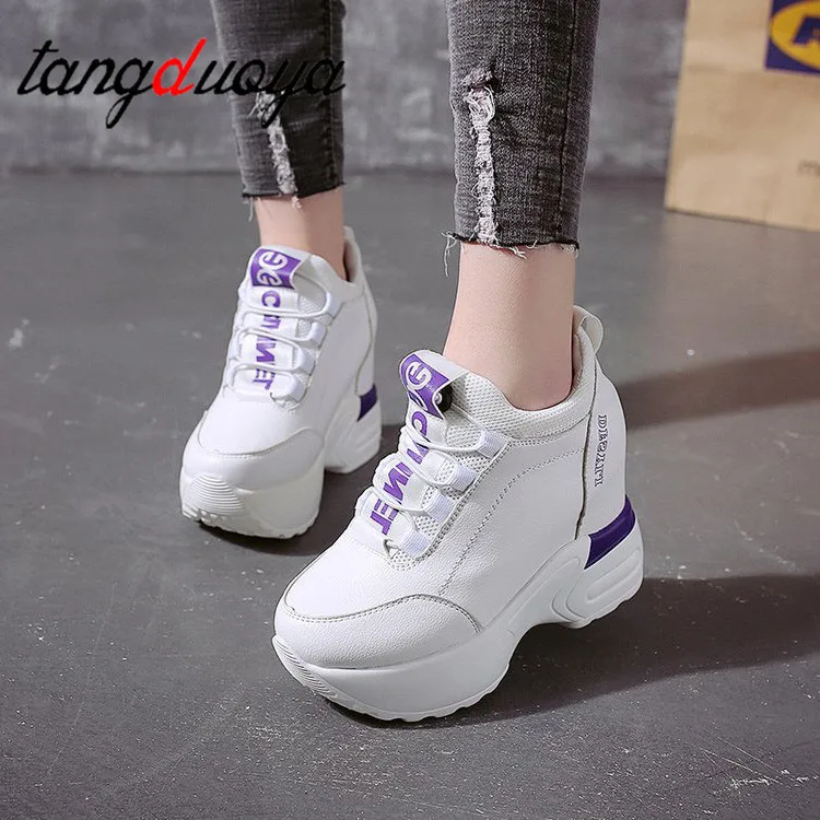 Кроссовки женские на высокой платформе повседневная обувь дышащие толстая