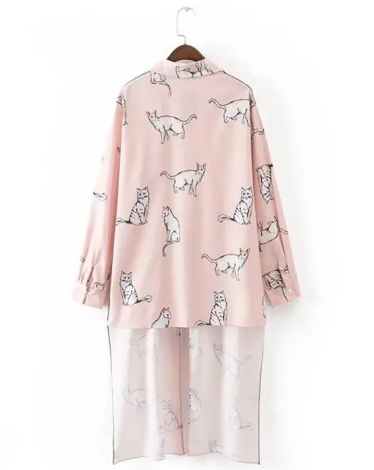 Блузка с бантом и животным принтом в стиле ретро 2017|blusa femme|blouses topspink shirt |