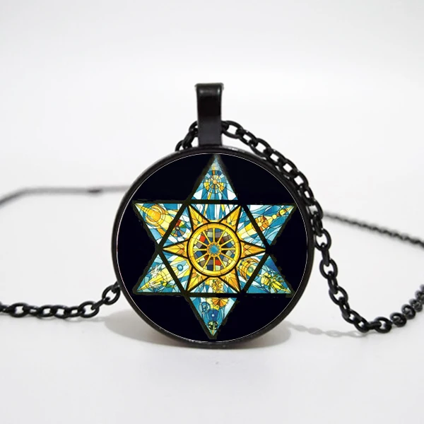Звезда Давида стеклянное колье в виде геометрических фигур пентаграмма