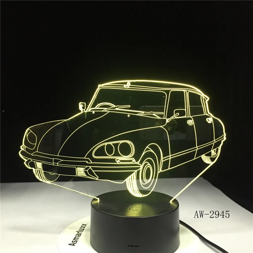 Акриловый спортивный автомобиль дизайн 3d подарок лампа Led красочный сенсорный пульт дистанционного управления Usb 3d ночник 7 цветов Изменение детская лампа AW-2945
