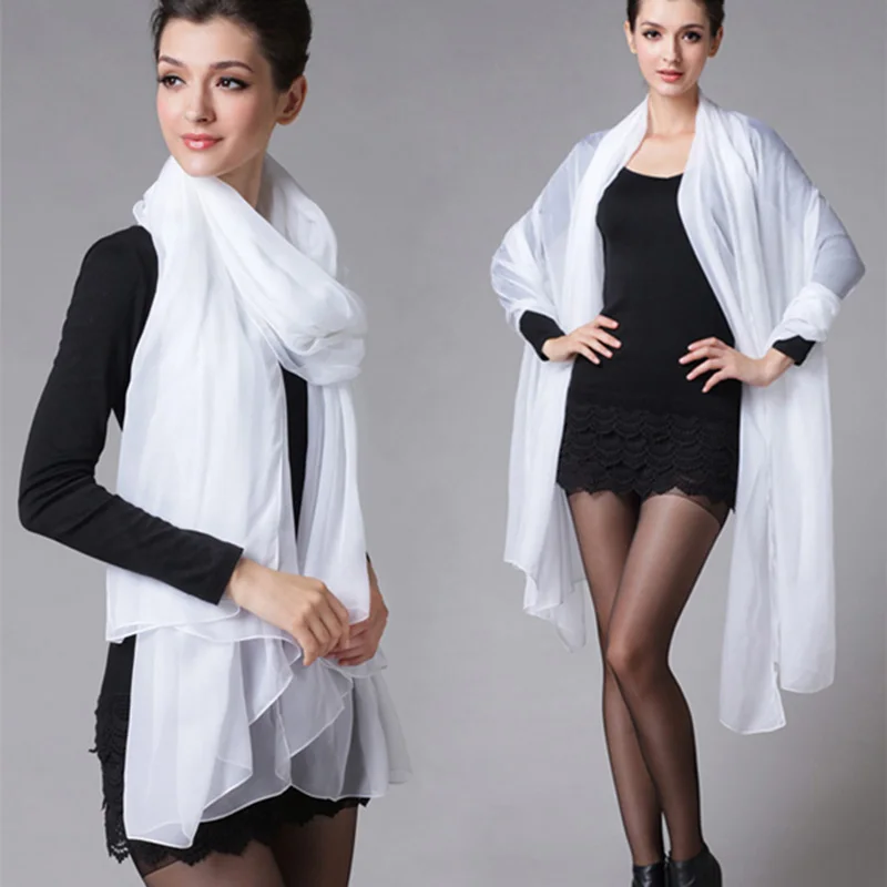 Черный Белый слоновой кости Красный шифон Шаль Свадебная накидка/Палантин