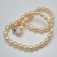 stunning 7mm rice cultured freshwater pink pearl necklace free shipping