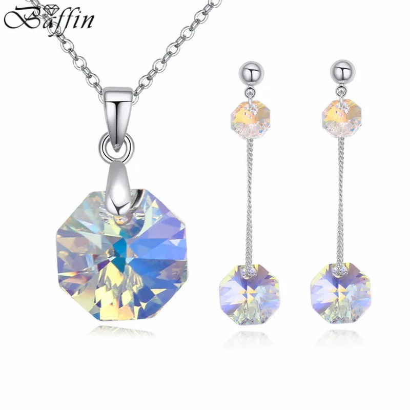Ювелирные наборы из 100% кристаллов SWAROVSKI для свадебных украшений колье серьги