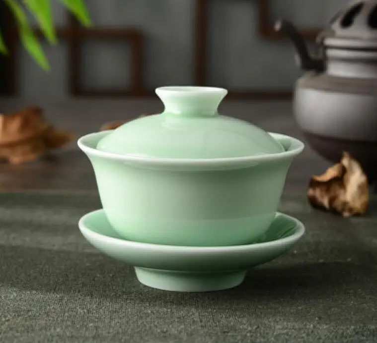 Китайский Селадон gai wan чайный набор из костяного фарфора чайная чашка Dehua gaiwan