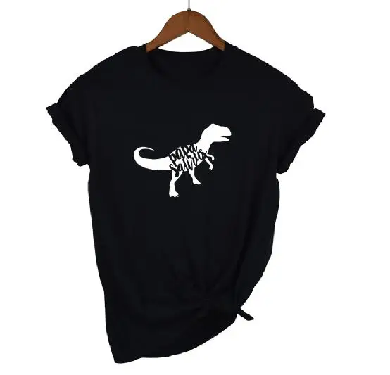 Футболка для мамы, папы и ребенка с рисунком Падди, Saurus, Mamasaurus, Papasaurus, Babysaurus, футболка, семейный топ с динозавром, детский душ - Цвет: black t white PAPA