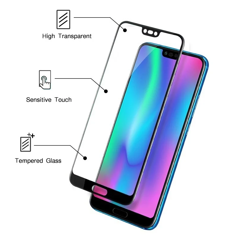 Закаленное стекло с полным покрытием для Huawei Honor 6X 7X 8X 8 9 10 Защитная пленка экрана