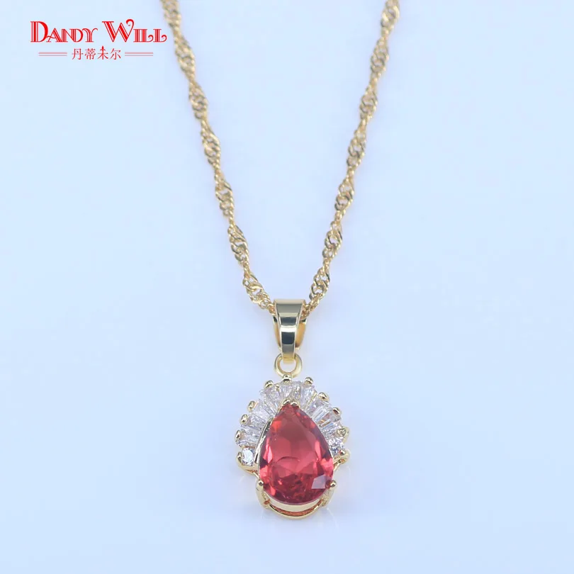 Rose Red 10 цветов, модное женское ожерелье в форме капли воды, ожерелье с цирконием и кристаллами, золотая цепочка с подвеской для женщин, вечерние - Окраска металла: Rose Red