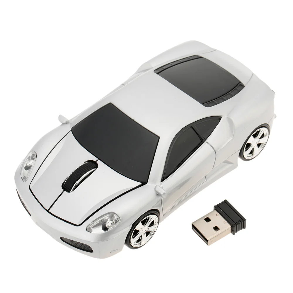 Классная Автомобильная беспроводная мышь USB 2,4 ГГц мыши 3D 3 кнопки 1000 гоночный автомобиль для ПК ноутбук Настольный компьютер игровая мышь подарок - Цвет: Серебристый