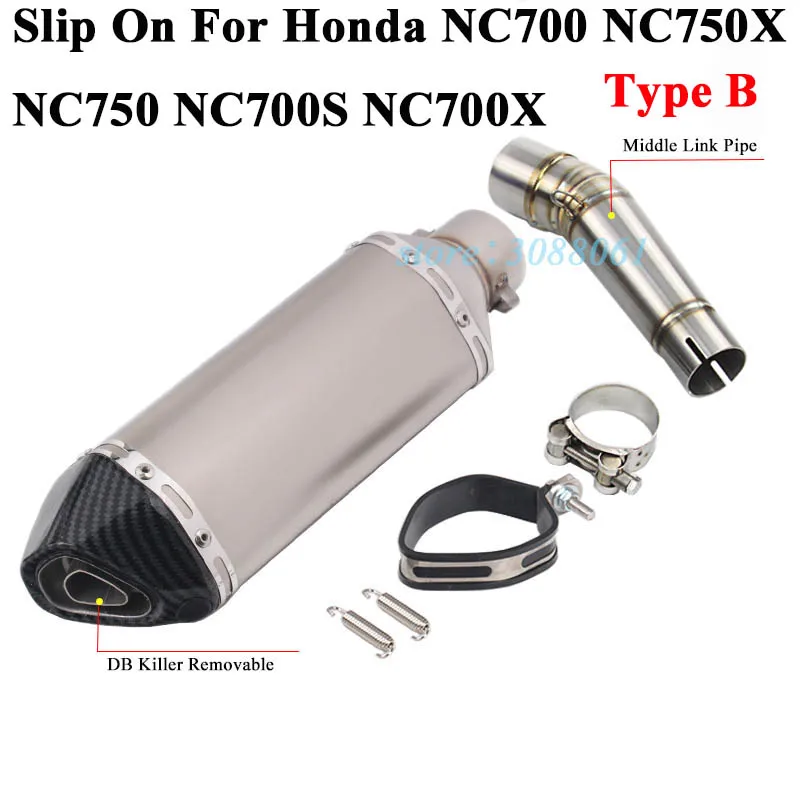 Слипоны для Honda NC700 NC700X NC750 NC750X NC700S мотоцикл Akrapovic выхлопная труба глушитель дБ убийца среднего звенья трубы - Цвет: Type B