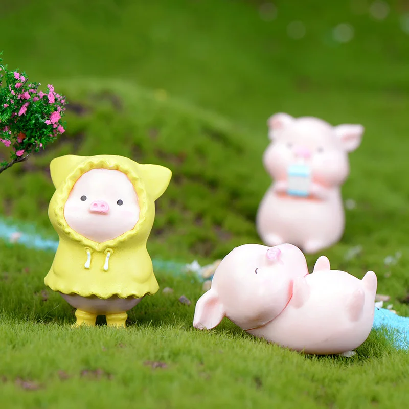 Маленькая розовая модель свинья Мультфильм Животных Фигурки миниатюрная
