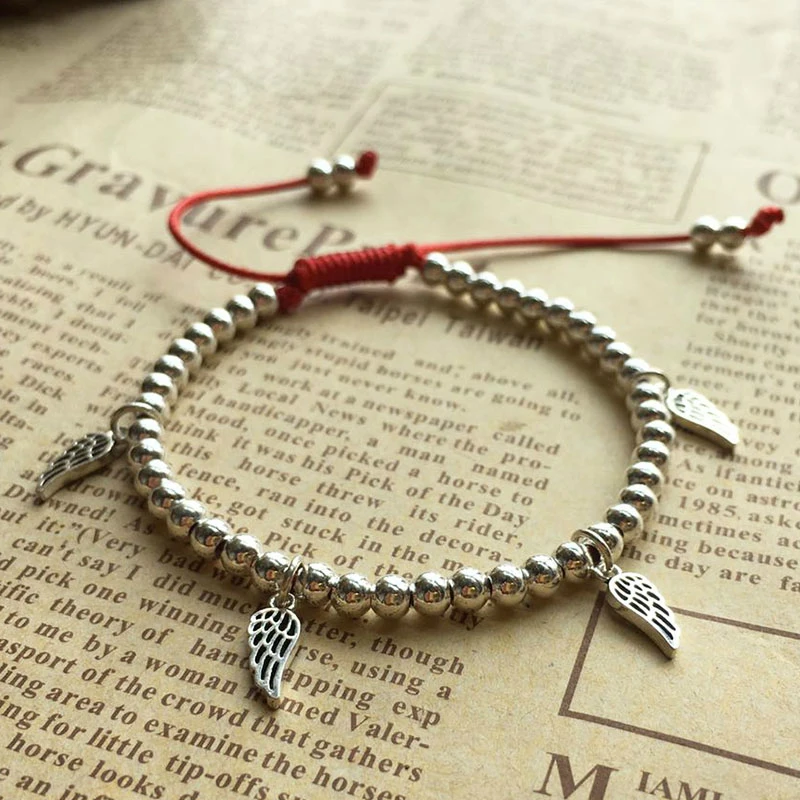 Браслет Lucky Wings серебряные бусины 925 пробы подарок для женщин ручной работы Шарм для браслета, украшения