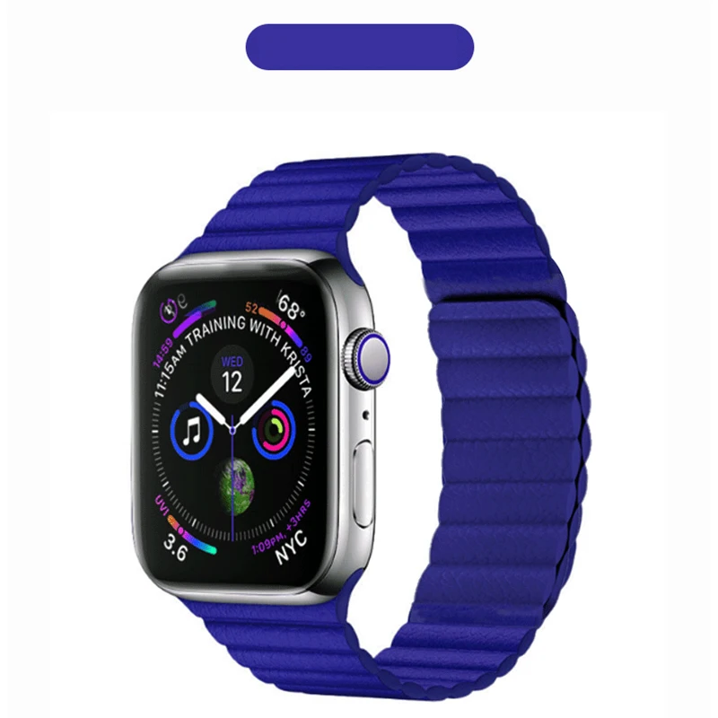 Новые часы ремешок для наручных часов Apple Watch 4 5 40/44 мм Кожаная двойная Магнитная застежка на запястье для Apple Watch Series 1, 2, 3, ремешок 42 мм