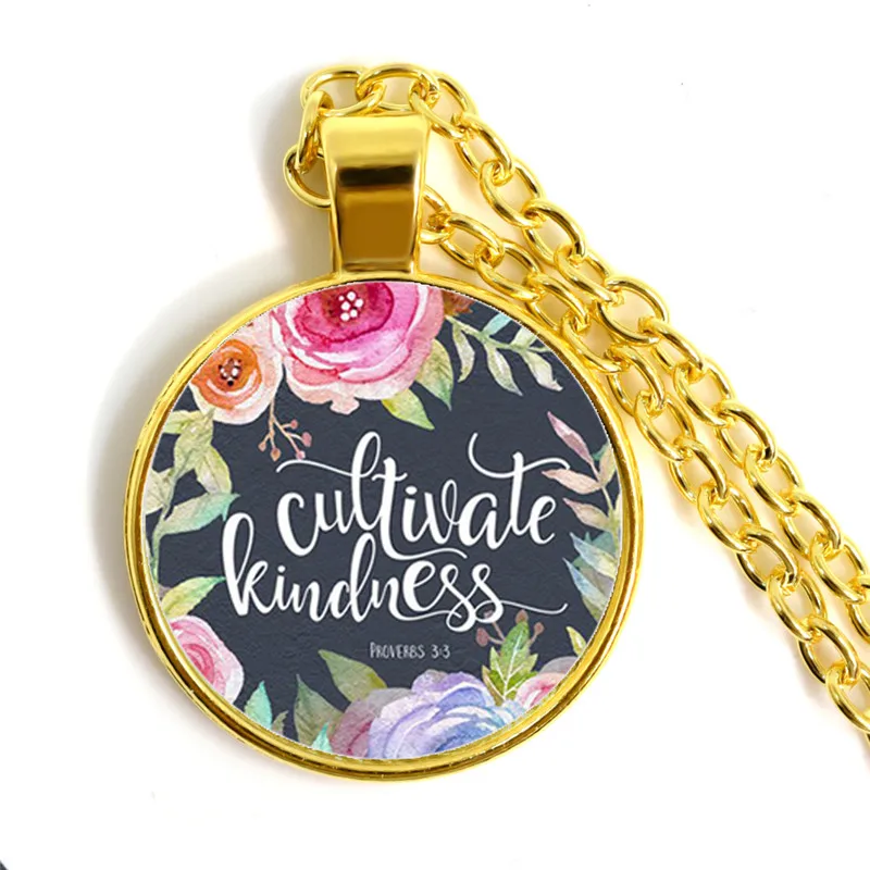 Притчи 3:3 Возделывай милосердие Библейские стихи Детская цитата Ожерелье Модные украшения Религиозная подвеска Христианская