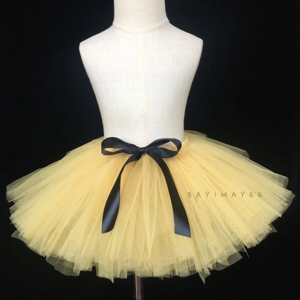 Милая бежевая юбка пачка для девочек дня рождения с черным бантом детская
