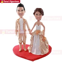 medieval royal wedding personalized cake topper bobble head clay figurines based on customers photos using as wedding cake topp
