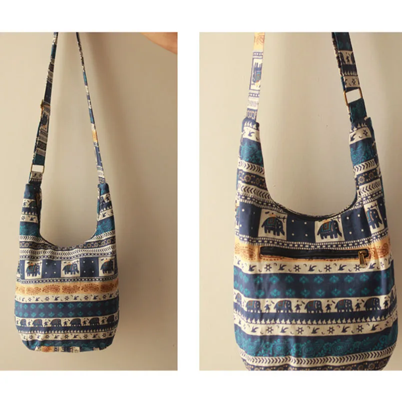 

Vintage Adjustable Strap Bags Women Shoulder Crossbody Messenger Bag Cotton Canvas Bohemian Handmade Travel Hipster Handbags