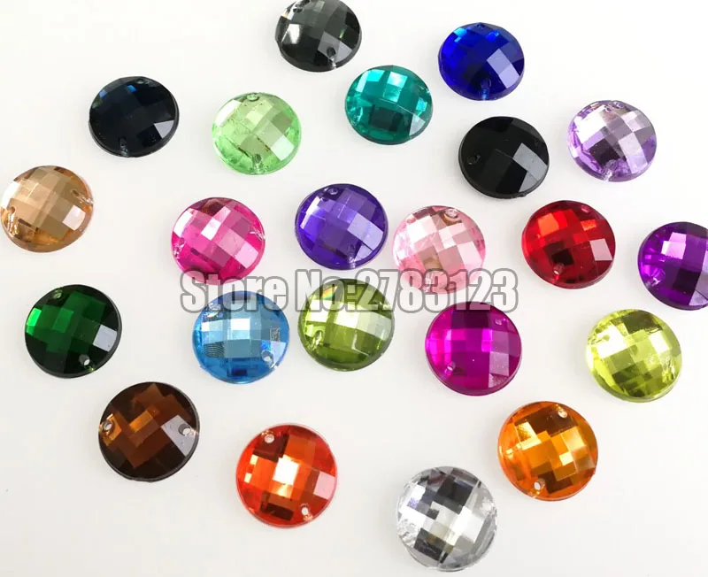 Высококачественные акриловые нашивные стразы круглой формы с двумя отверстиями