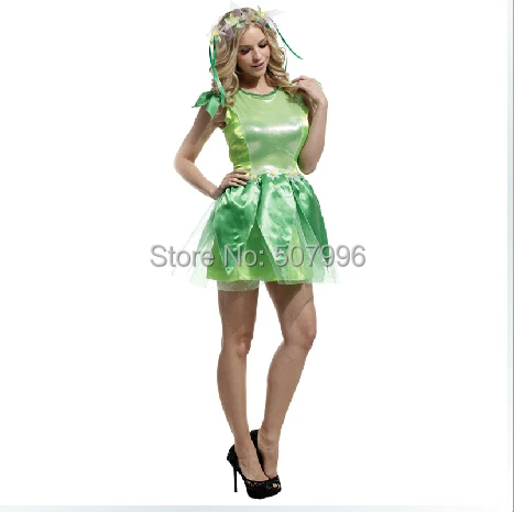 wholesale green Naughty fairy costumes for adults dance party princess dress costume D-1579-adult |