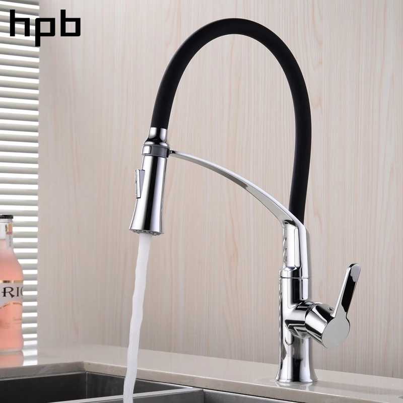 HPB хромированный полированный резиновый гибкий выдвижной кухонный кран