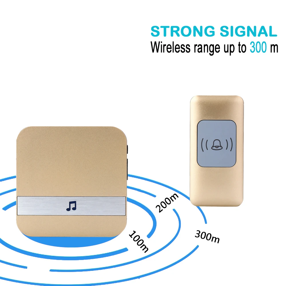 WEMEDA беспроводной дверной звонок Водонепроницаемая кнопка на батарейках 300 м