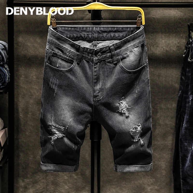 Мужские джинсовые шорты Denyblood рваные шорты-бермуды с эффектом потертости