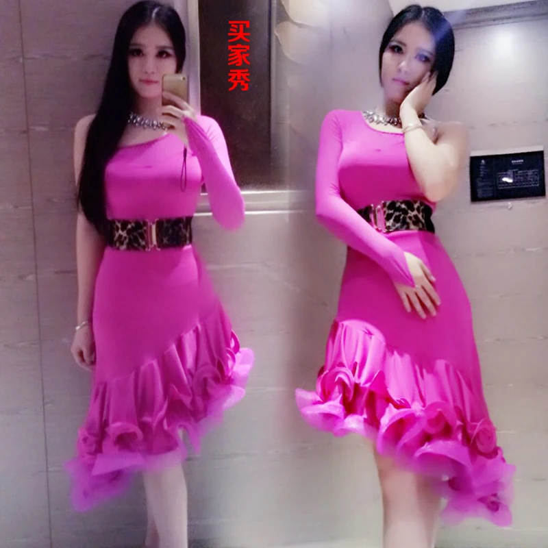 

Sexy Mesh Shoulder Latin Dance Dress Women/girls/lady New Sexy Fringe Salsa/ballroom/tango/chacha/rumba/samba/dresses Fordancing