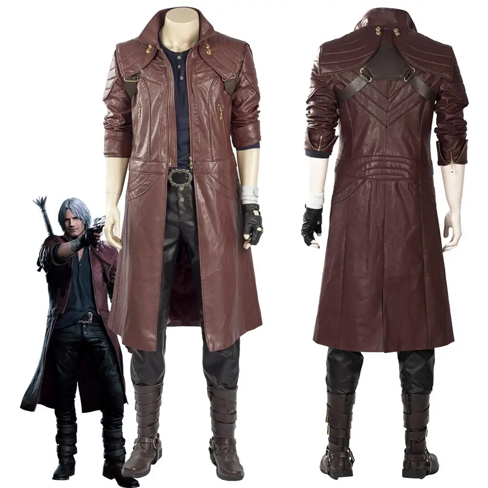 Кожаное пальто для косплея DMC 5 Dante куртка одежда взрослых униформа Хэллоуина