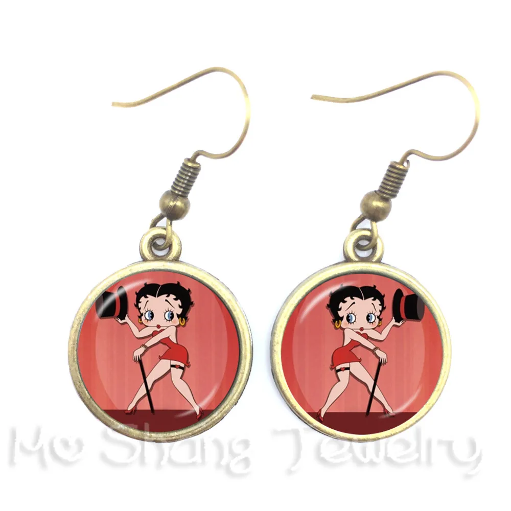 Классические модные серьги Betty Boop с узором 16 мм очаровательные Подвесные