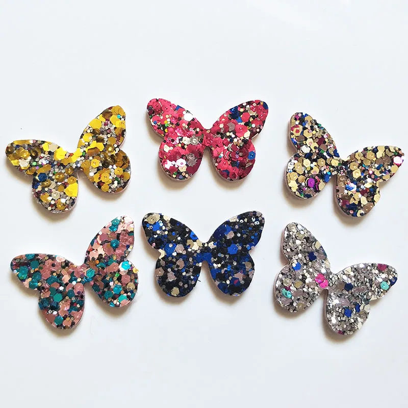 

60pcs 4x2.8cm Glitter butterfly Padded Appliques For Clothes Sewing Supplies DIY Hair Bow Decoration,Gril Hair Accessories