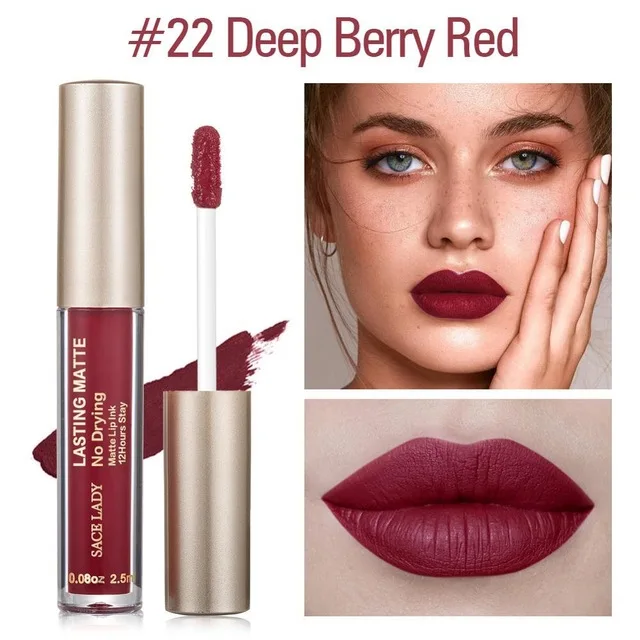 22 Deep Berry Red SACE LADY бренд 23 Цвета жидкая помада макияж не сушильная матовая помада для губ долговременная помада телесный оттеночный блеск для губ натуральная косметика - Цвет: 22 Deep Berry Red